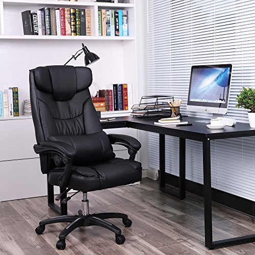 SONGMICS Erstellt, Luxus Bürostuhl mit klappbarer Kopfstütze extra großer orthopädischer Chefsessel ergonomischer Schreibtischstuhl schwarz OBG76B