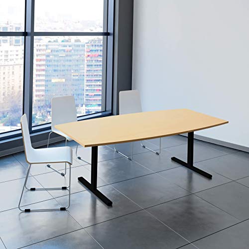 EASY Konferenztisch Bootsform 200x100 cm Buche Besprechungstisch Tisch