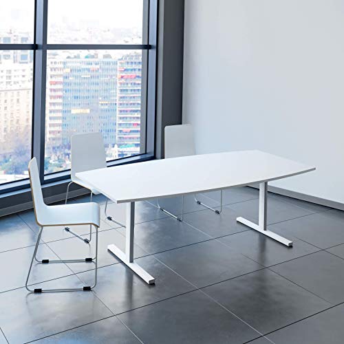 EASY Konferenztisch Bootsform 200x100 cm Weiß Besprechungstisch Tisch