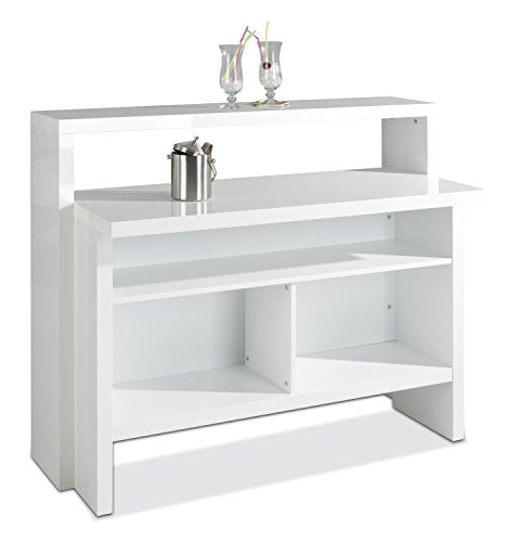 Hausbar Bar Minibar | Dekor | Weiß Hochglanz | B 130 cm x H 110 cm x T 50 cm