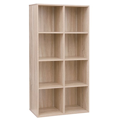 VASAGLE Regal mit 8 Fächern, Bücherregal aus Holz, als Dekoregal, freistehende Schrank, für Büro, Zuhause