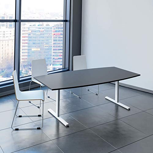 Weber Büro Easy Konferenztisch Bootsform 200x100 cm Anthrazit Besprechungstisch Tisch