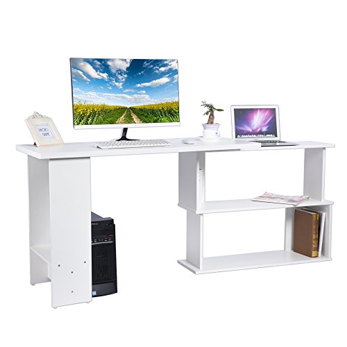 Cocoarm Eckschreibtisch Schreibtisch Winkelkombination PC-Tisch Bürotisch mit Regal Möbel für Home Office 120 x 89 x 74 cm Cocoarm Eckschreibtisch Schreibtisch Winkelkombination PC-Tisch Bürotisch mit Regal Möbel für Home Office 120 x 89 x 74 cm