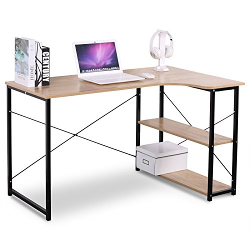 WOLTU Schreibtisch Computertisch Büromöbel PC Tisch Bürotisch Arbeitstisch aus Holz und Stahl, mit Ablage, ca. 120x74x71,5 cm