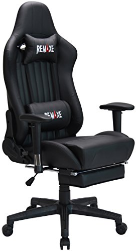 Computer Spielstuhl mit Fußstütze - Einstellbare Drehenende zum Haus Office Liegestuhl mit Hohen Rücken Kopfstütze und Taille-Massage Unterstützung Lehnstuhl für PC