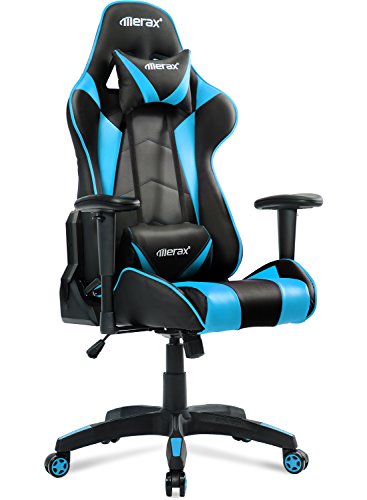 Merax Gaming Stuhl Racing Stuhl Chefsessel Computerstuhl Drehstuhl ErgonomischDesign mit verstellbaren Armlehnen Bürostuhl aus Kunstleder Farbwahl
