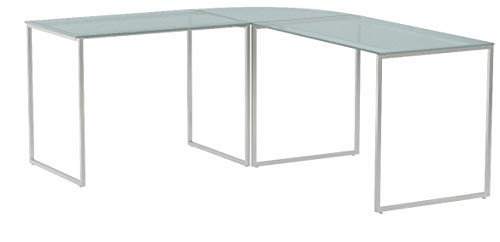 Invicta Interior Eck-Schreibtisch Big Deal Glas weiß Bürotisch Schreibtisch Tisch Glastisch