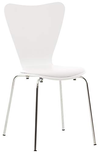 CLP Stapelstuhl Calisto mit Kunstledersitz und stabilem Metallgestell I Platzsparender Konferenzstuhl mit ergonomisch geformter Sitzfläche, Farbe:weiß/weiß