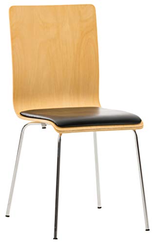 CLP Wartezimmerstuhl Pepe mit Kunstledersitz und stabilem Metallgestell I Konferenzstuhl mit ergonomisch geformter Sitzfläche, Farbe:Natura/schwarz