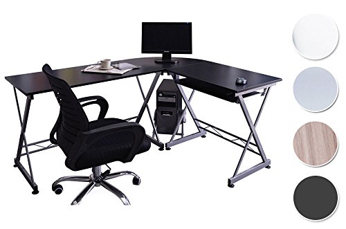 SixBros. Computerschreibtisch, großer Eckschreibtisch für Büro und Arbeitszimmer, Büroschreibtisch in schwarz, 160 x 120 cm CT-3802/2075