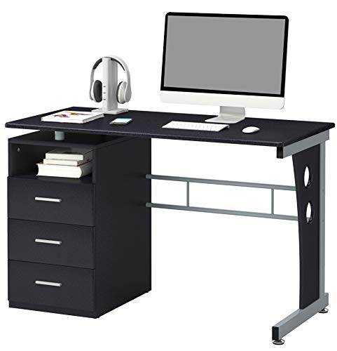 SixBros. Schreibtisch mit 3 Schubladen, Bürotisch in schwarz, Büro & Home Office, 120 x 58 cm S-352/2072