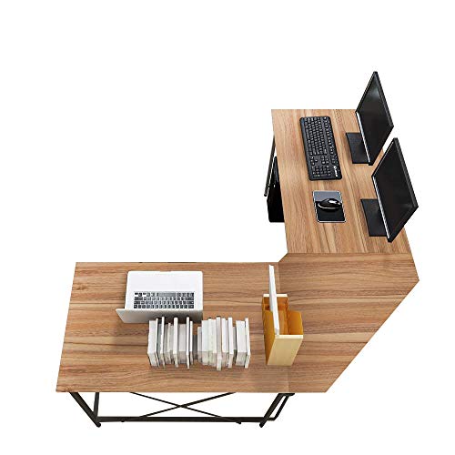 sogesfurniture Computertisch Eckschreibtisch in L-Form, großer Gaming Schreibtisch PC Tisch Winkelkombination Arbeitstisch Bürotisch, (150+150)*55 * 76 cm, Eiche LD-Z01OK-BH
