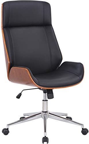 CLP Bürostuhl Varel I Höhenverstellbarer Schreibtischstuhl, Farbe:walnuss/schwarz