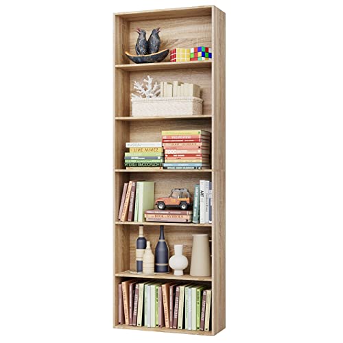 180 cm Bücherregal mit 6 Fächern Büroregal Standregal Raumteiler CD DVD Regal Organizer Küchenregal für Wohnzimmer Büro helleiche