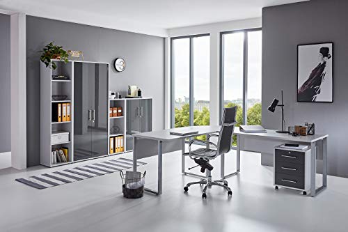 moebel-dich-auf.de Büromöbel Komplettset TABOR PRO 4 in diversen Farbvarianten (lichtgrau/anthrazit Hochglanz)