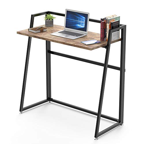 EUREKA ERGONOMIC Moderner klappbarer Computertisch Dorm Study Desks 33-Zoll-Teakholz-Klappschreibtisch, einfach zusammen- oder auseinanderzuklappen zum Schreiben, passend für das Heimbüro,Braun