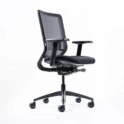 Yaasa Chair Ergonomischer Bürostuhl, Schreibtischstuhl mit Lordosenstütze, 3D-Armlehnen und Einstellung der Sitztiefe, Traglast 130kg, Bürostuhl Schwarz