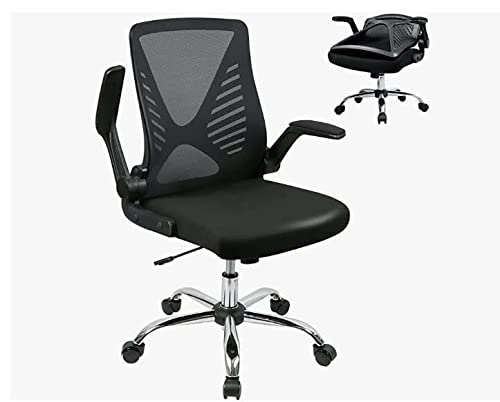 Bürostuhl, Bürostuhl mit klappbarer Rückenlehne und Armlehnen, 360° Drehstuhl mit Verstellbarer Sitzhöhe, ergonomischer Bürostuhl bis 120 kg Netzstuhl