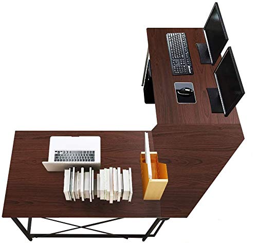 sogesfurniture Computertisch Eckschreibtisch in L-Form, großer Gaming Tisch L Schreibtisch PC Tisch Winkelkombination Arbeitstisch Bürotisch, (150+150)*55 * 76 cm, Walnuß LD-Z01WA-BH