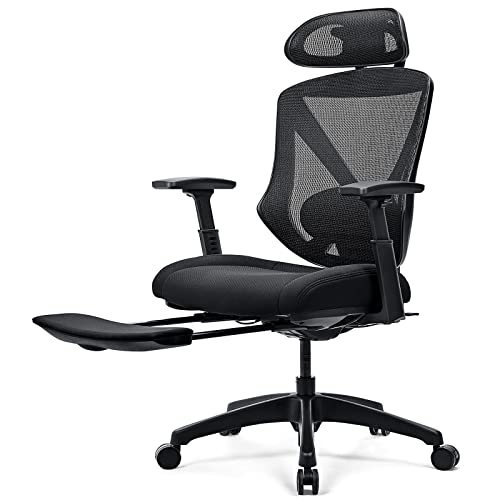 MELOKEA Bürostuhl, Schreibtischstuhl ergonomischer Bürostuhl für Anstrengung Linderung,Bürostuhl ergonomisch Design mit Bequem Sitzkissen und Atmungsaktiv Rücklehne
