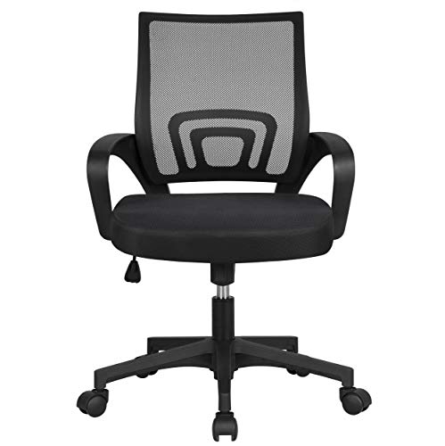 Yaheetech Bürostuhl ergonomischer Schreibtischstuhl Drehstuhl mit Rollen Chefsessel mit Mesh 360°drehbar Höhenverstellbar Wippfunktion für Büro Arbeitszimmer Schwarz