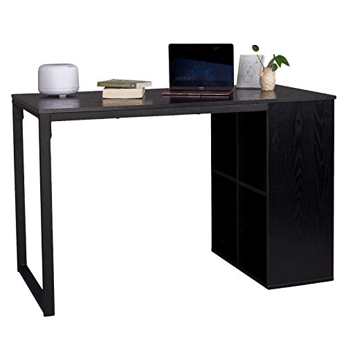 WOLTU® Schreibtisch TSG26sz Computertisch Bürotisch Arbeitstisch PC Laptop Tisch, in Melamin, mit 4 Ablageflächen, Gestell aus Stahl, 120x60x75cm(BxTxH), Holz, Schwarz