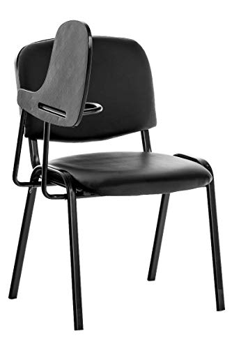 CLP Besucherstuhl Ken mit Klapptisch | Robuster Konferenzstuhl mit gepolsterter Sitzfläche und Kunstlederbezug, Farbe:schwarz