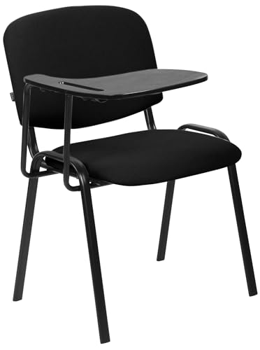 CLP Stuhl Ken XL mit Klapptisch I Stoff-Bezug I Konferenzstuhl Bis 150 KG Belastbar, Farbe:schwarz
