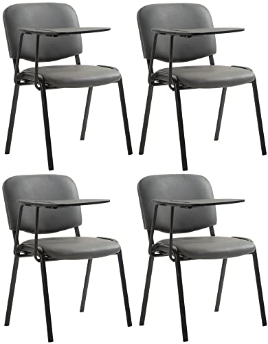 CLP 4er Set Stühle Ken Mit Klapptisch Kunstleder I Robuste Besucherstühle Mit Gepolsterter Sitzfläche, Farbe:grau