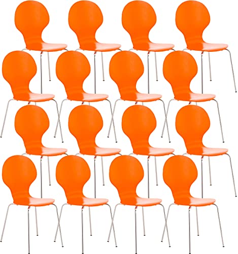 CLP 16 x Stapelstuhl Diego ergonomisch geformter Konferenzstuhl, Farbe:orange